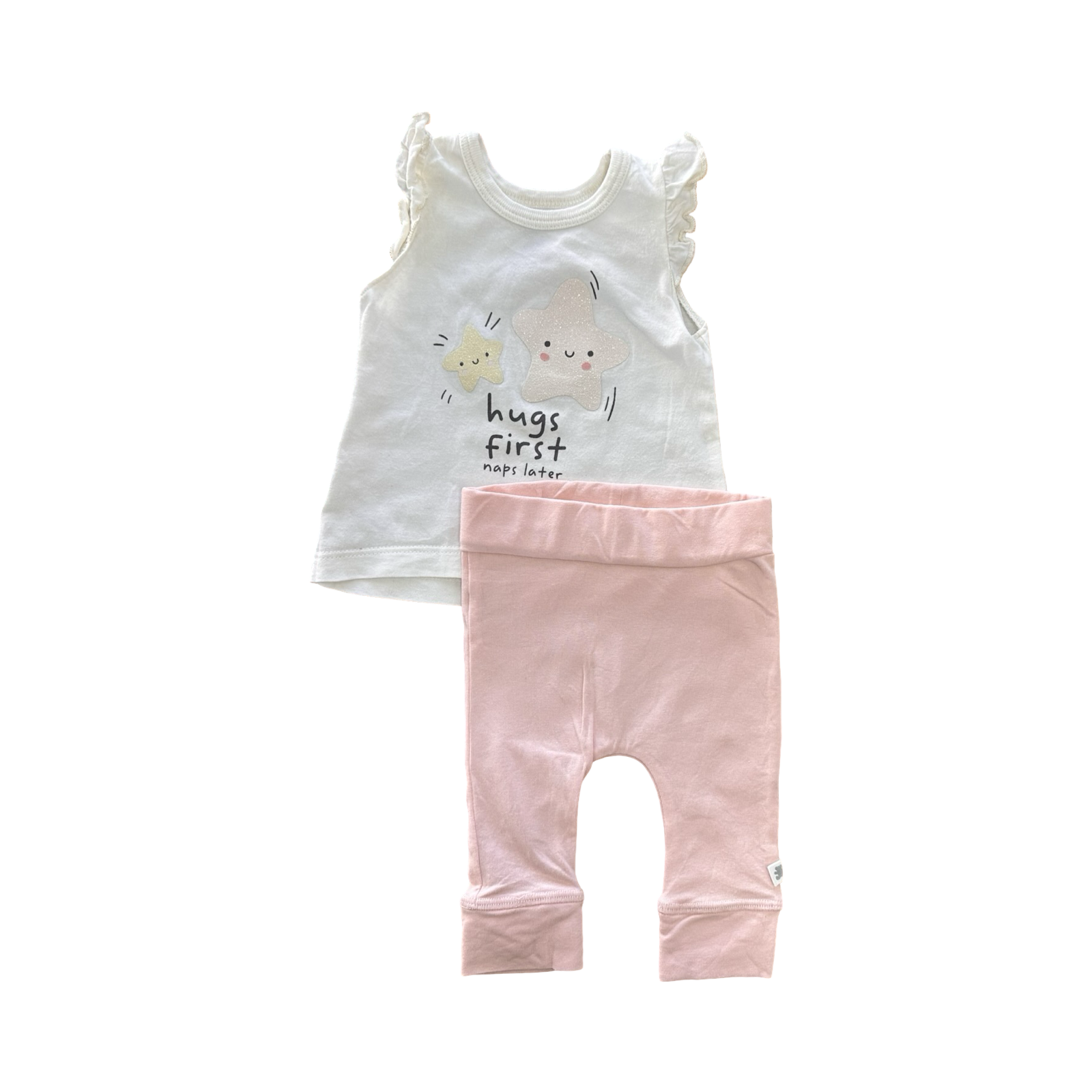 1-3M 2pc "Hugs First" Pink & White Girl's Set - Woolworths