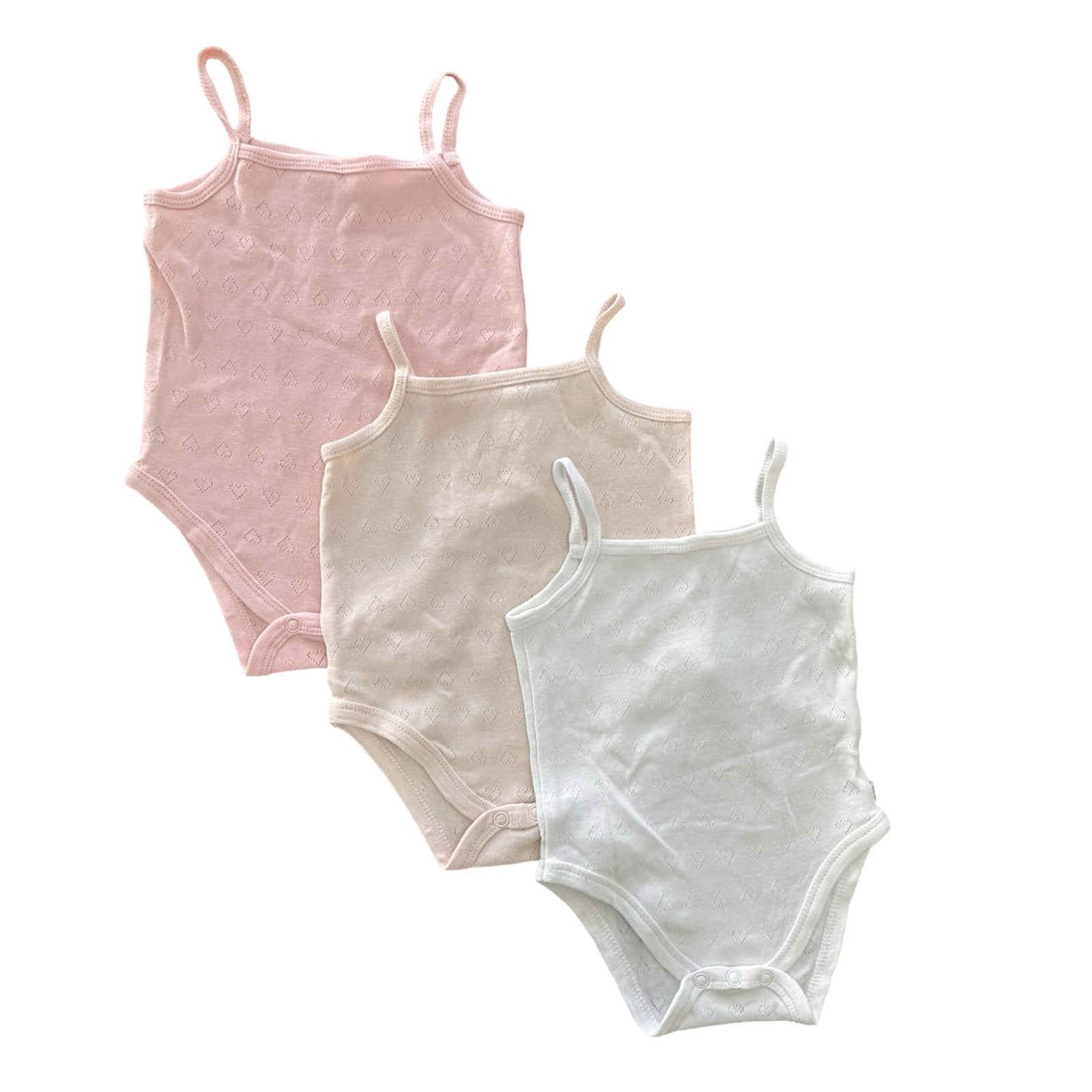 3-6M 3pc Pink, Cream & White Ballerina Style Heart Cotton Bodysuits - Woolworths