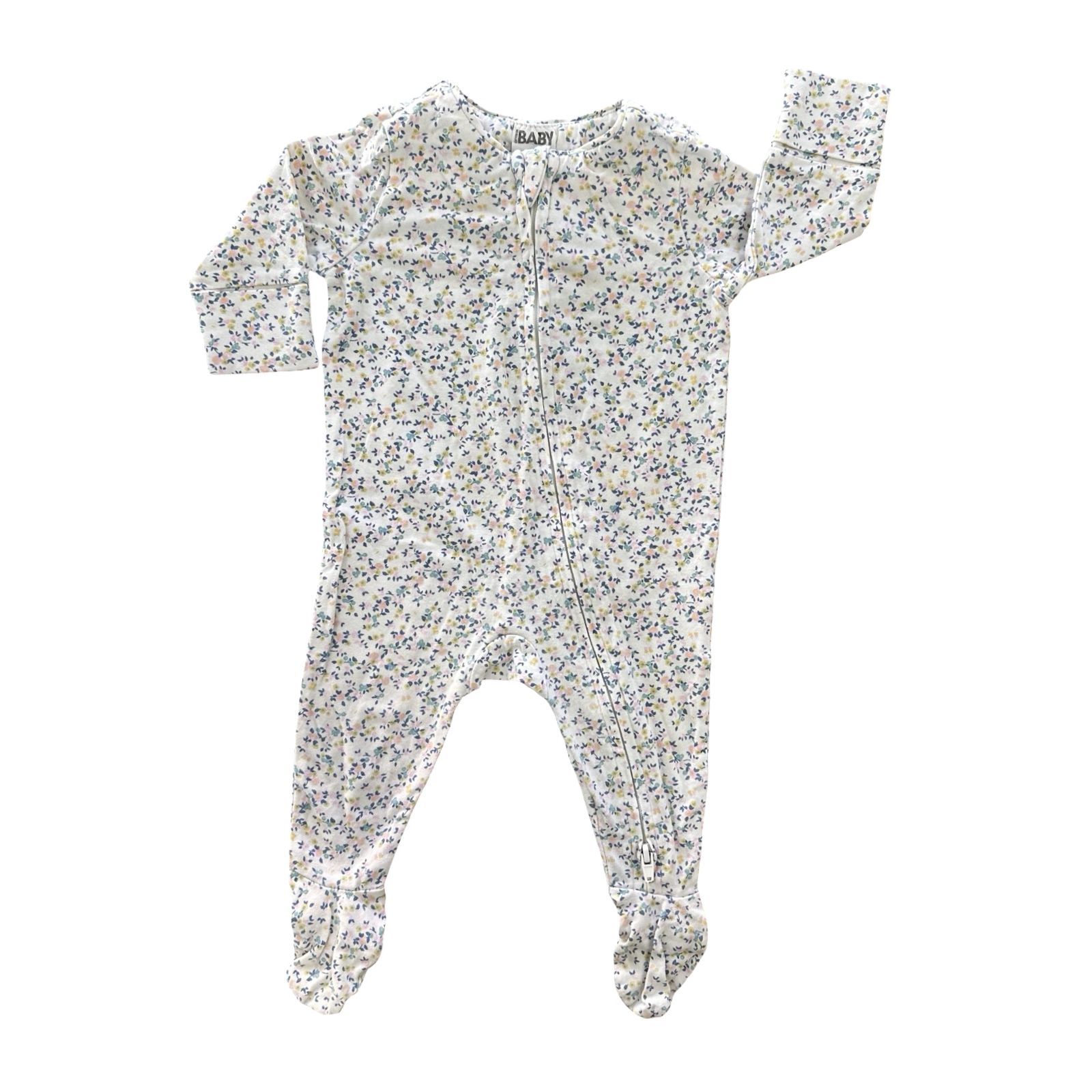 0-3M Floral Side Zipper Stretch Cotton Babygrow - Cotton On
