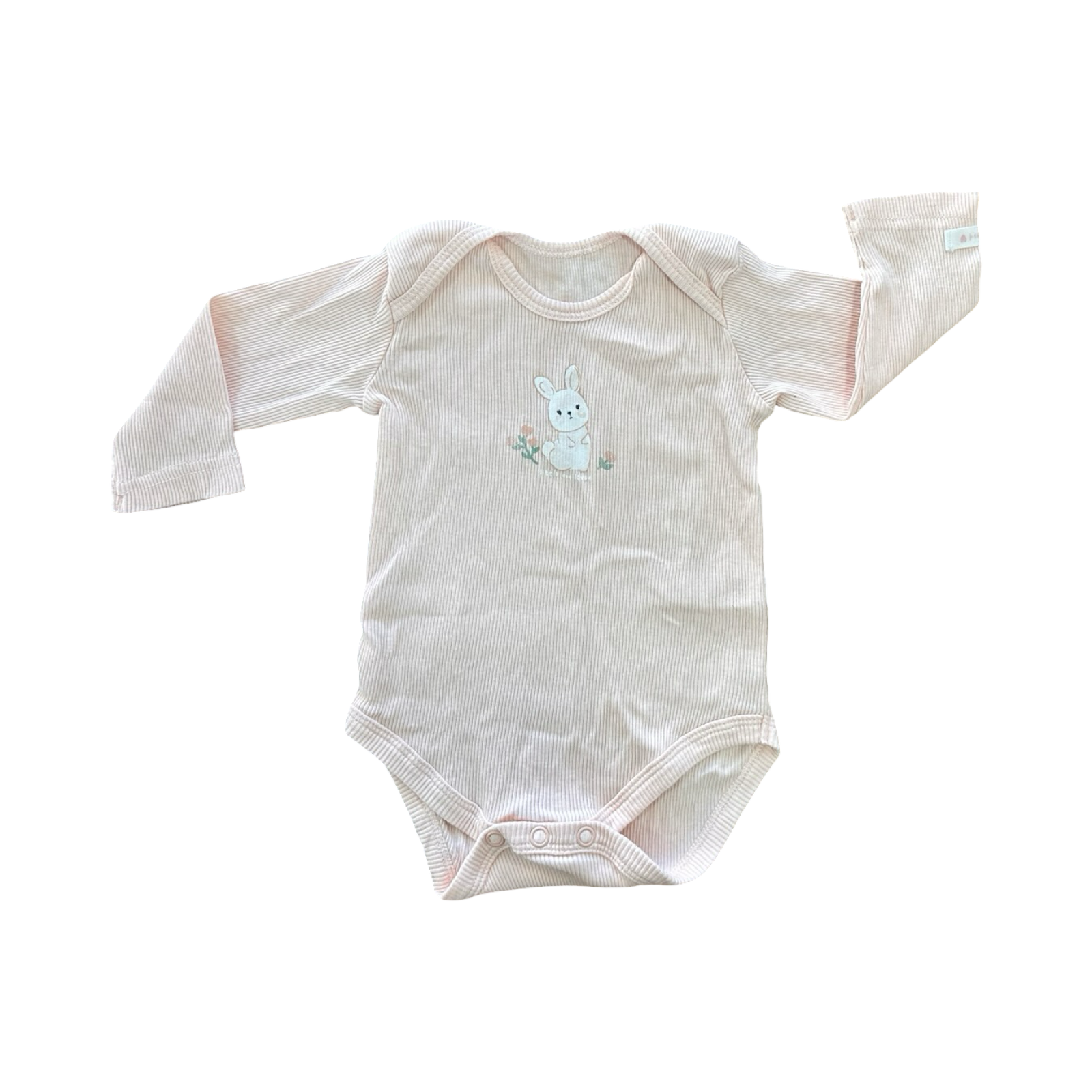 1-3M Pink Ribbed Long Sleeve Bunny Bodysuit - Woolworths