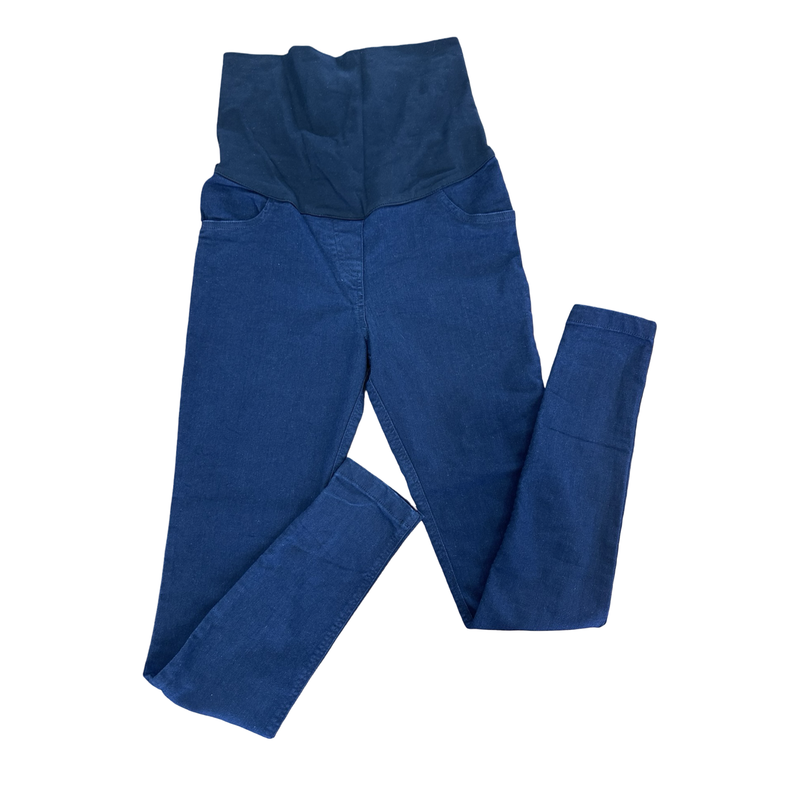 Size 32 Maternity Dark Blue Denim Jeans with Black Stretch Cotton Waist - Cherry Melon