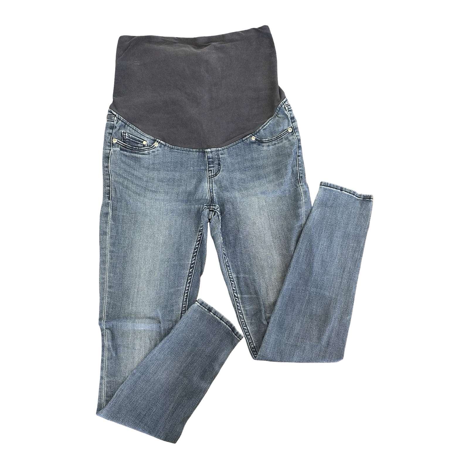 Medium Maternity Blue Denim Jeans with Navy Cotton Stretch Waist - H & M