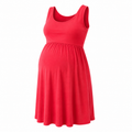Small Coral Cotton Stretch Maternity Long Comfy Top - Cherry Melon