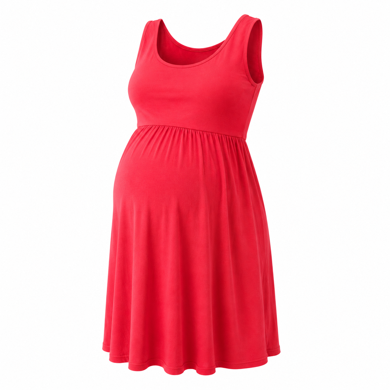 Small Coral Cotton Stretch Maternity Long Comfy Top - Cherry Melon