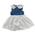 6-12M Chambray & white cotton lace dress - Ackermans