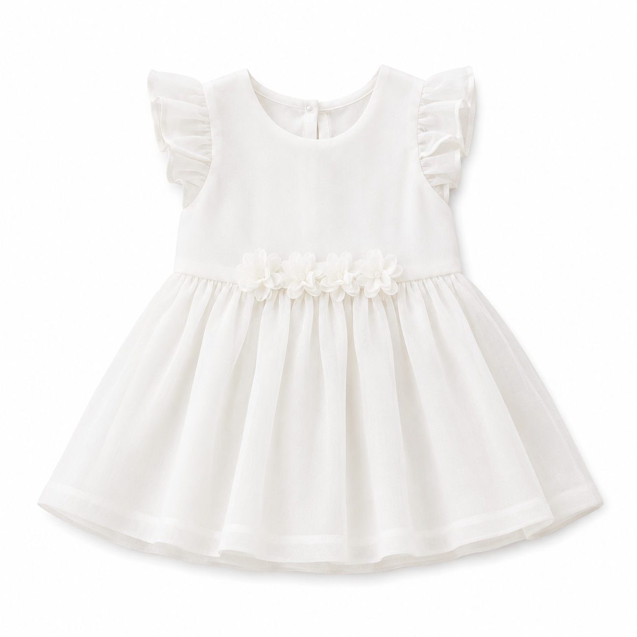 *NEW* 6-12M White Formal Dress with Floral and Frill Details & Headband - Woolworths