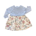 0-3M Blue Knit & Floral Classic Dress with Buttons - Tu