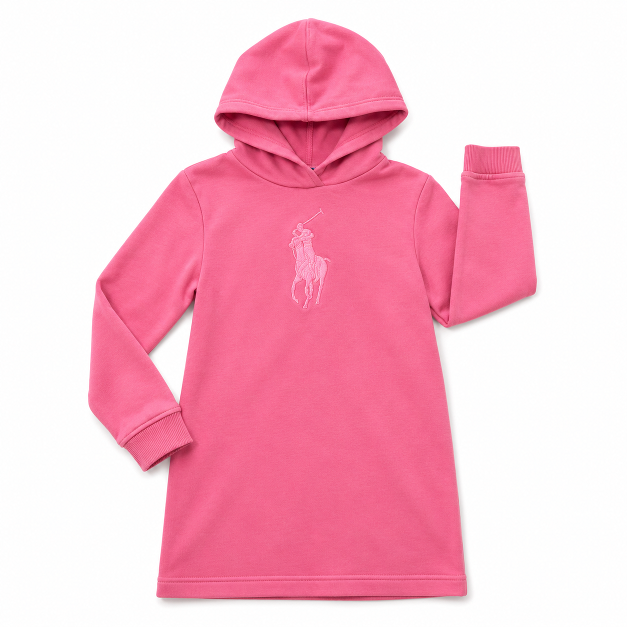 5-6Y Coral Cotton Long Classic Hoodie - Polo