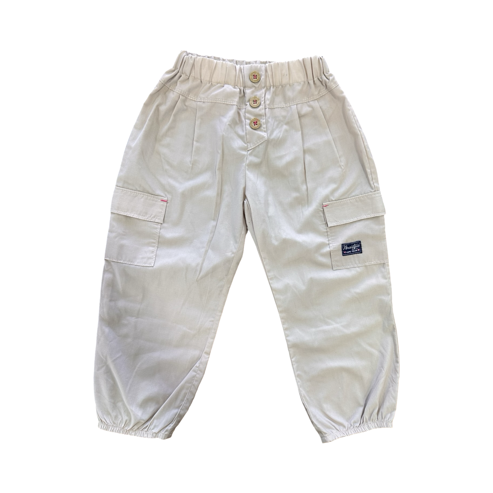 3-4Y Beige Long Cotton Cargo Style Pants - Naartjie