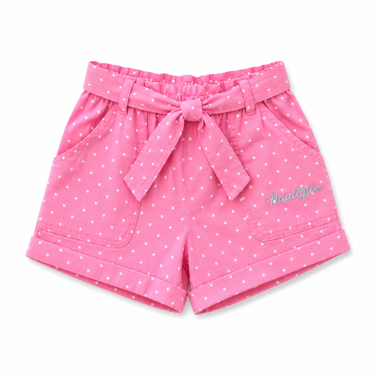 4-5Y Pink Polkadot Elasticated Girl's Shorts - Naartjie