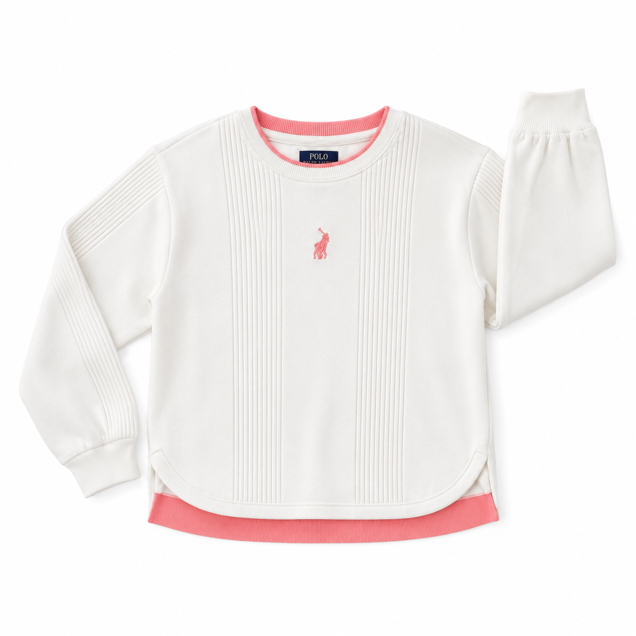 5-6Y White & Pink Classic Knitted Jersey - Polo