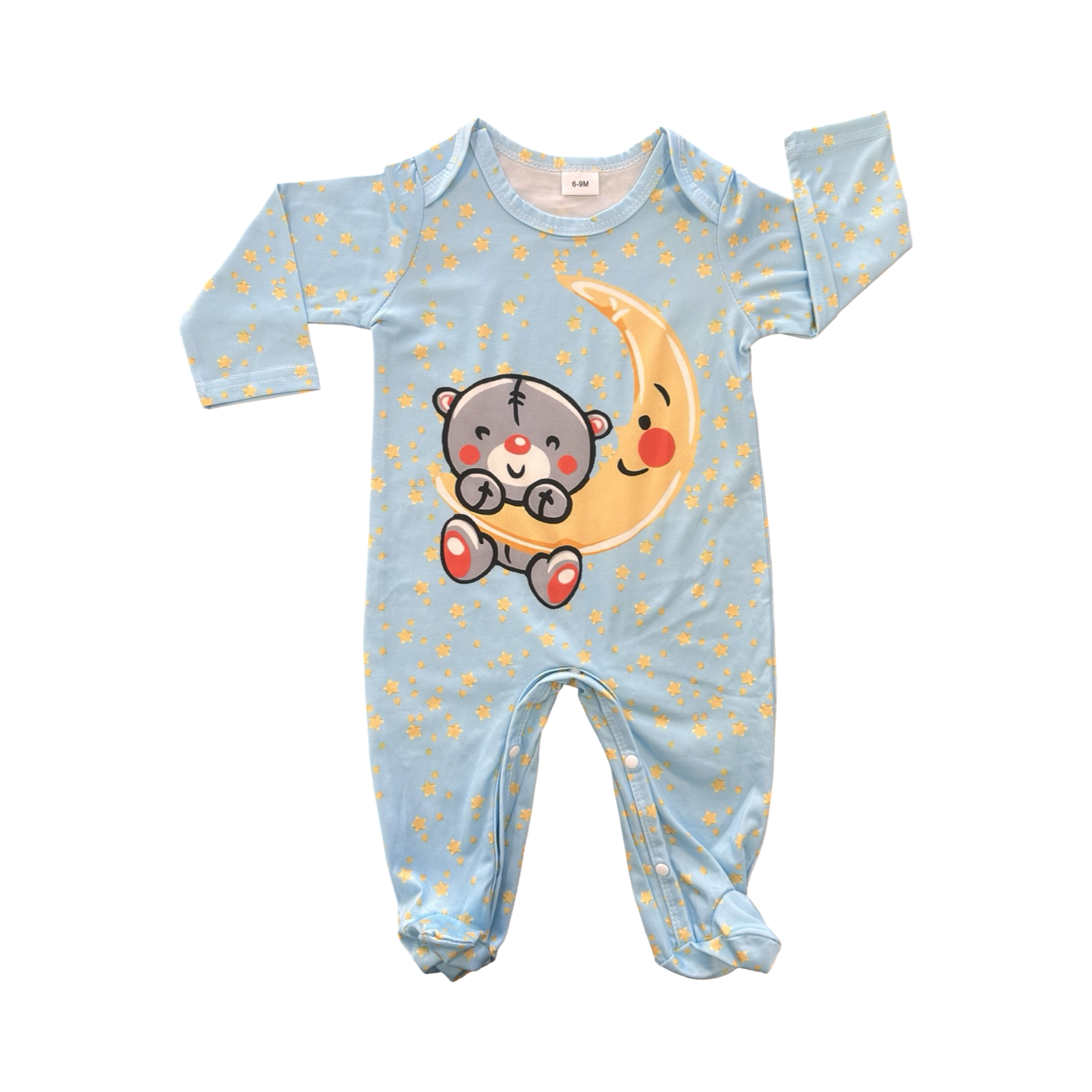 6-9M Blue Teddy, Stars & Moon Babygrow