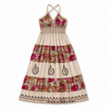 Medium / Large Unique Beige & Floral Viscose Summer Maternity Dress