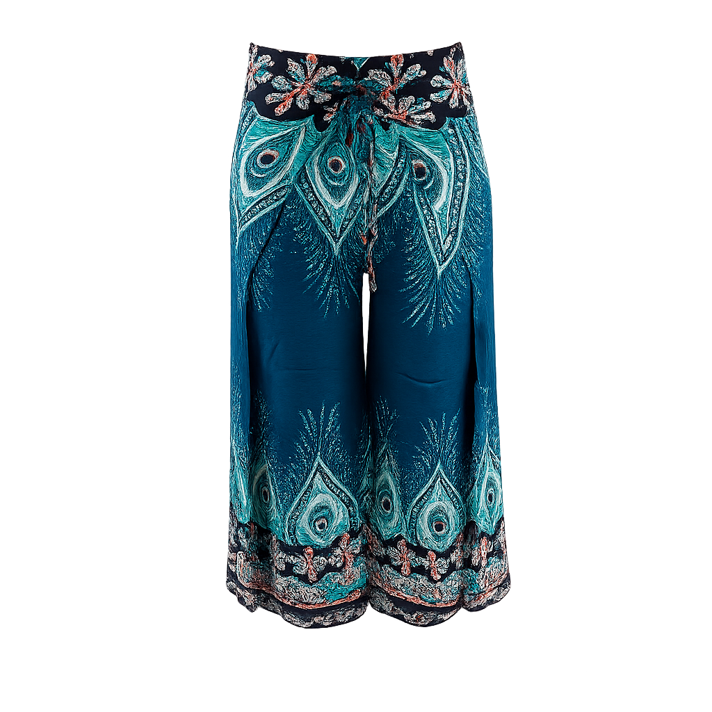 One Size Wide Leg Patterned Maternity Wrap Pants