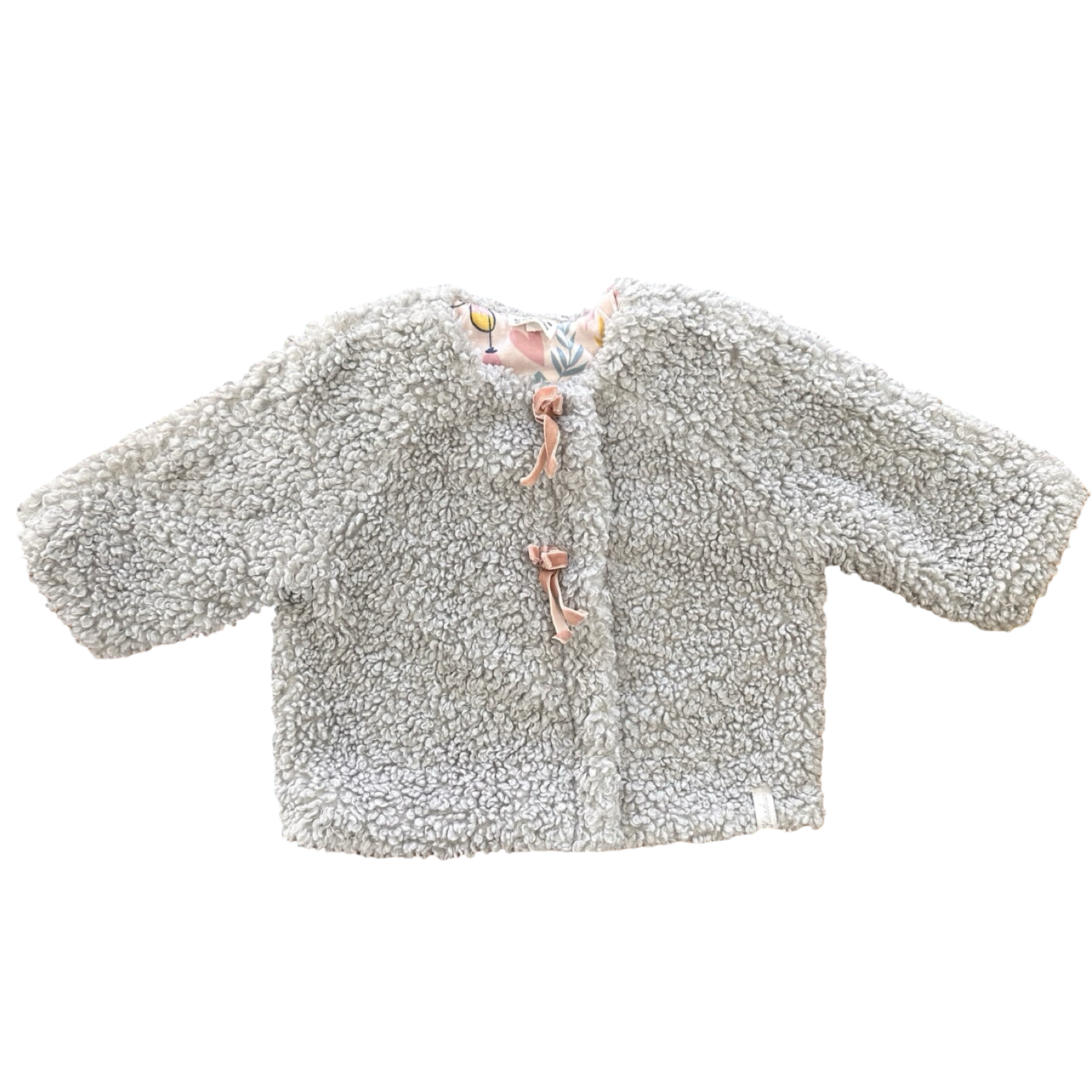 12-18M Grey Bear Fleece Lined Jacket - Keedo