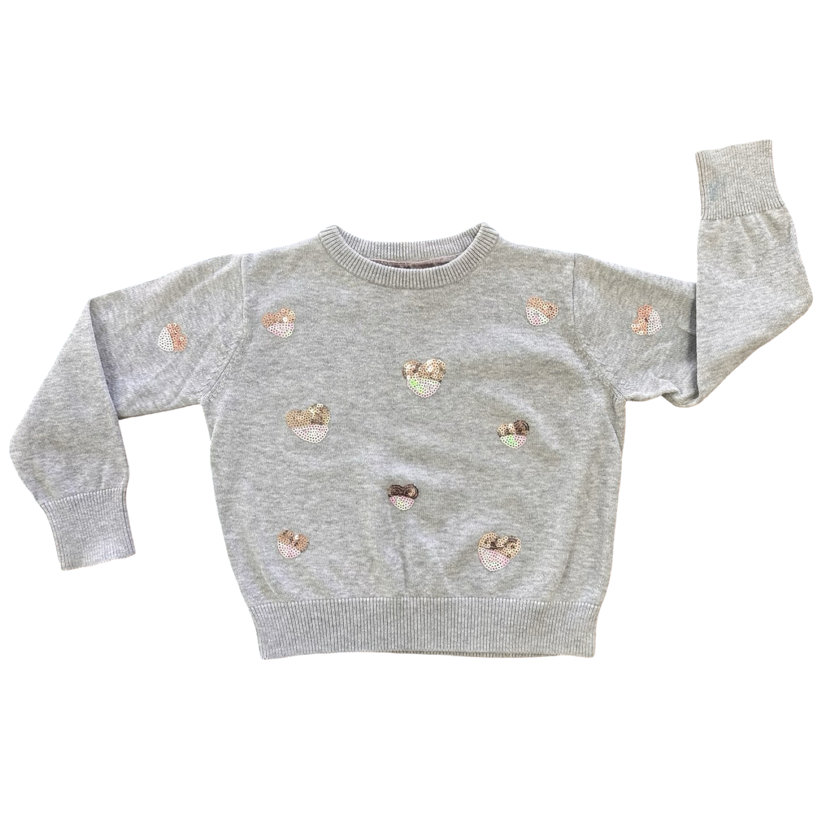 1-2Y Grey Sequin Heart Detail Jersey - Woolworths