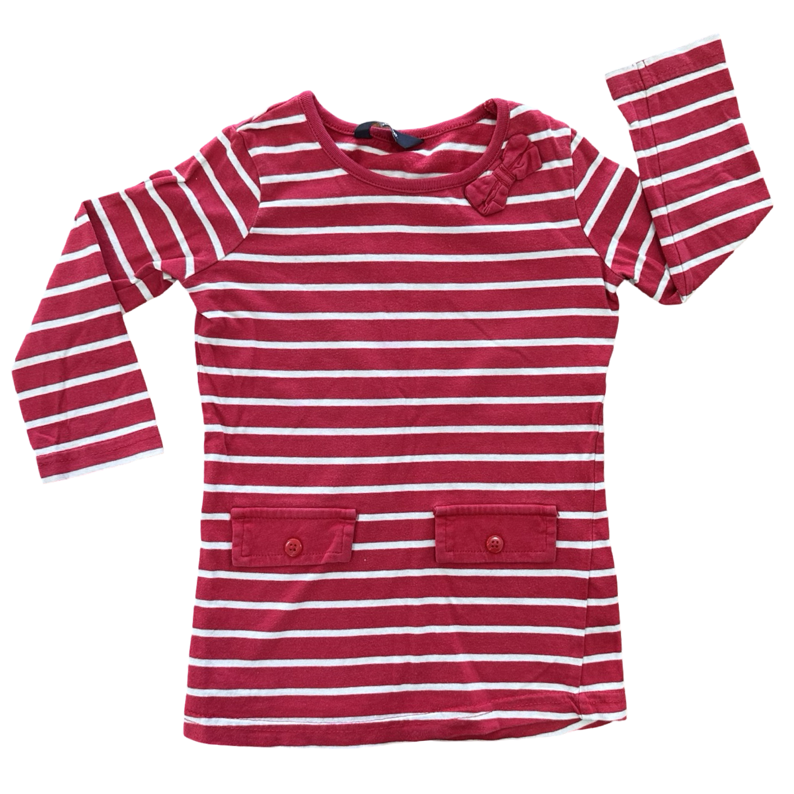 12-18M Red & White Stripe Cotton Dress with Pockets - George