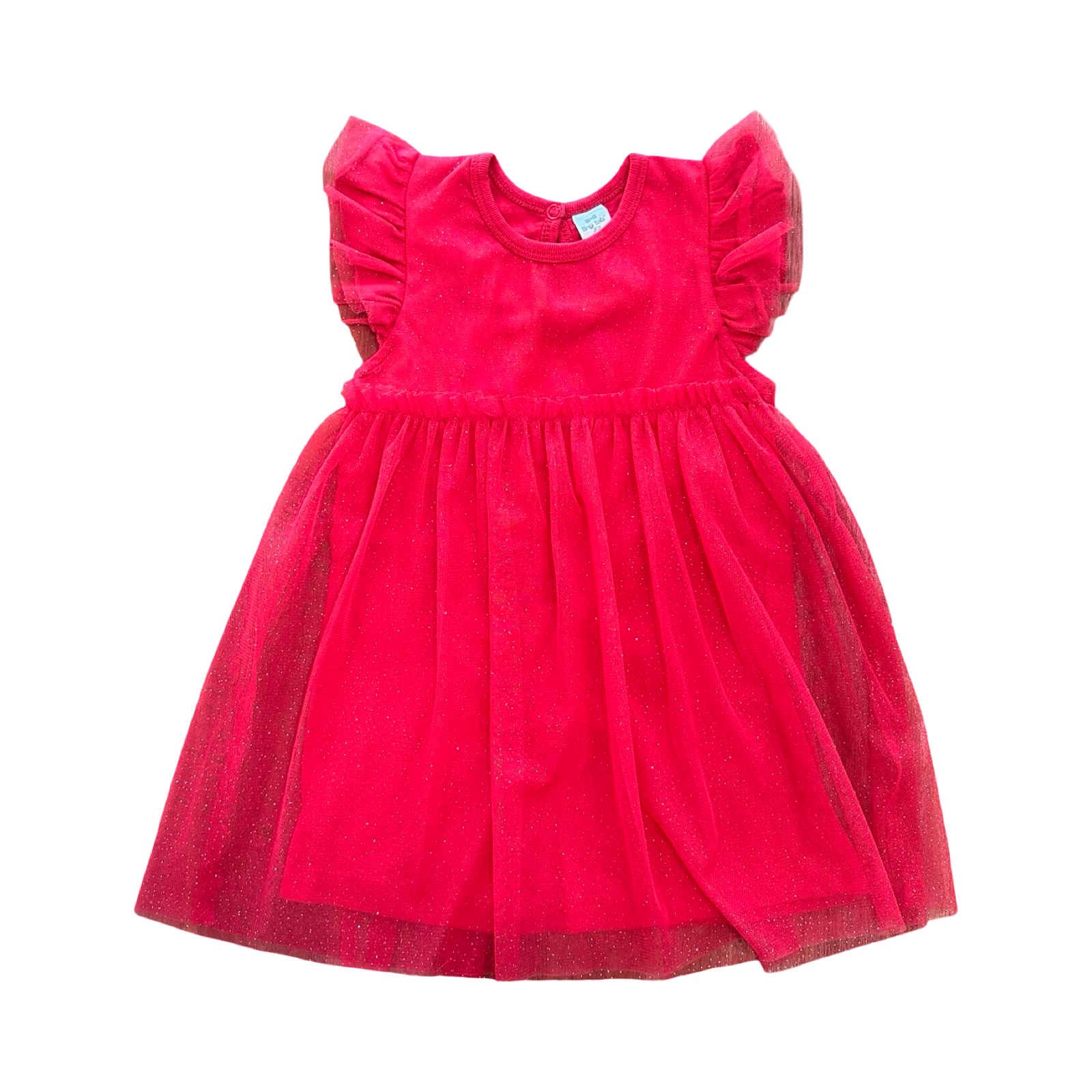 18-24M Red Dress with Tulle & Glitter Detail - Tiny Tots
