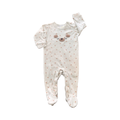 6-12M White & Beige Fleece Doggie Onesie - Cuddlesome