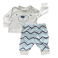 Newborn 2pc Grey & Blue Bear Cotton Set - Tiny Tots