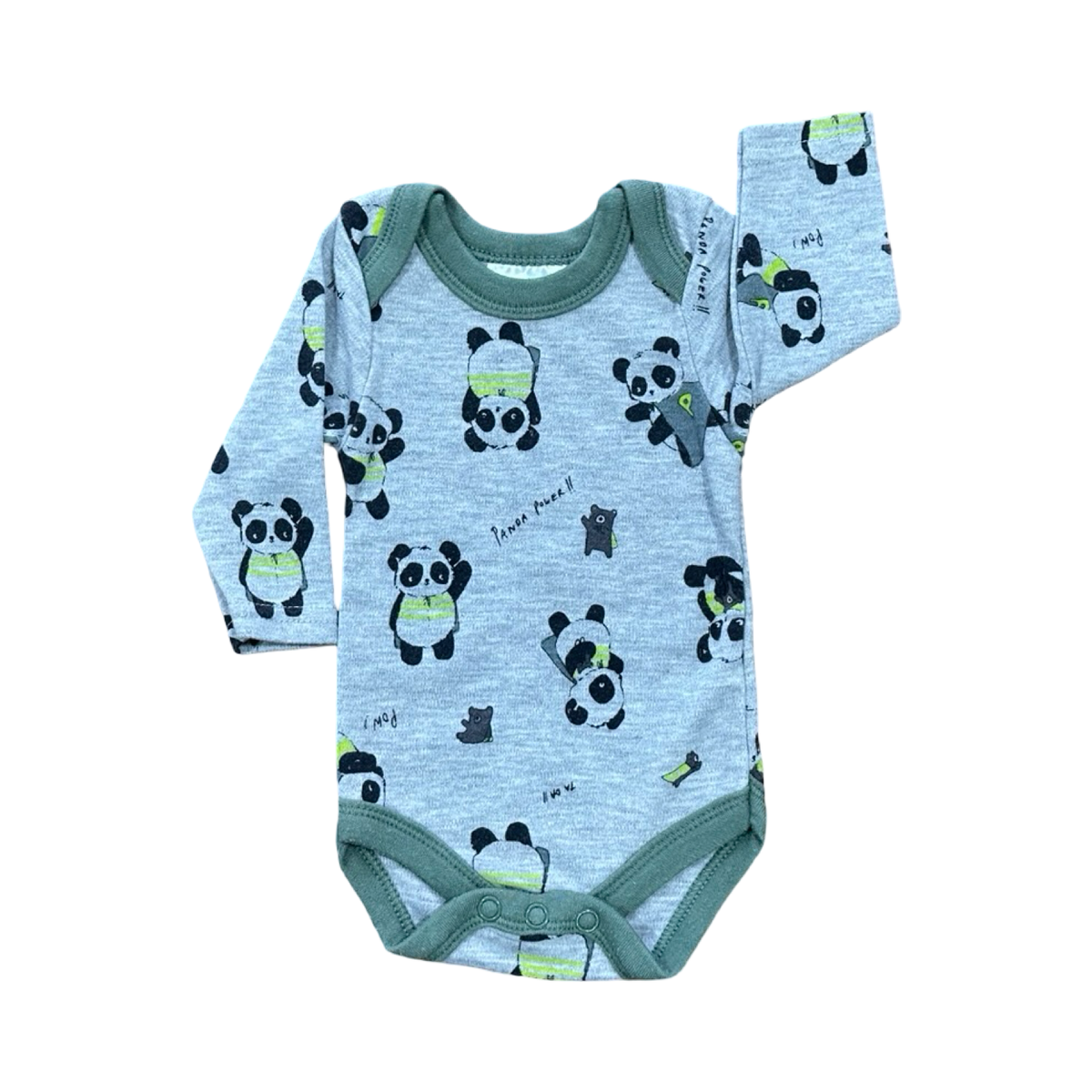 Newborn Grey & Green Panda Bodysuit - Cuddlesome