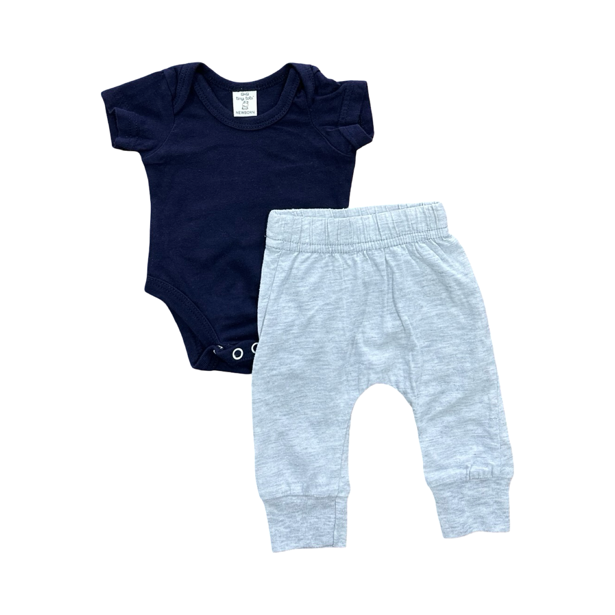 Newborn 2pc Navy & Grey Set with Sheep Print on the Pants Back - Tiny Tots