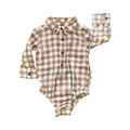 6-12M White & Beige Check Collar & Button Bodysuit - Baby Gap