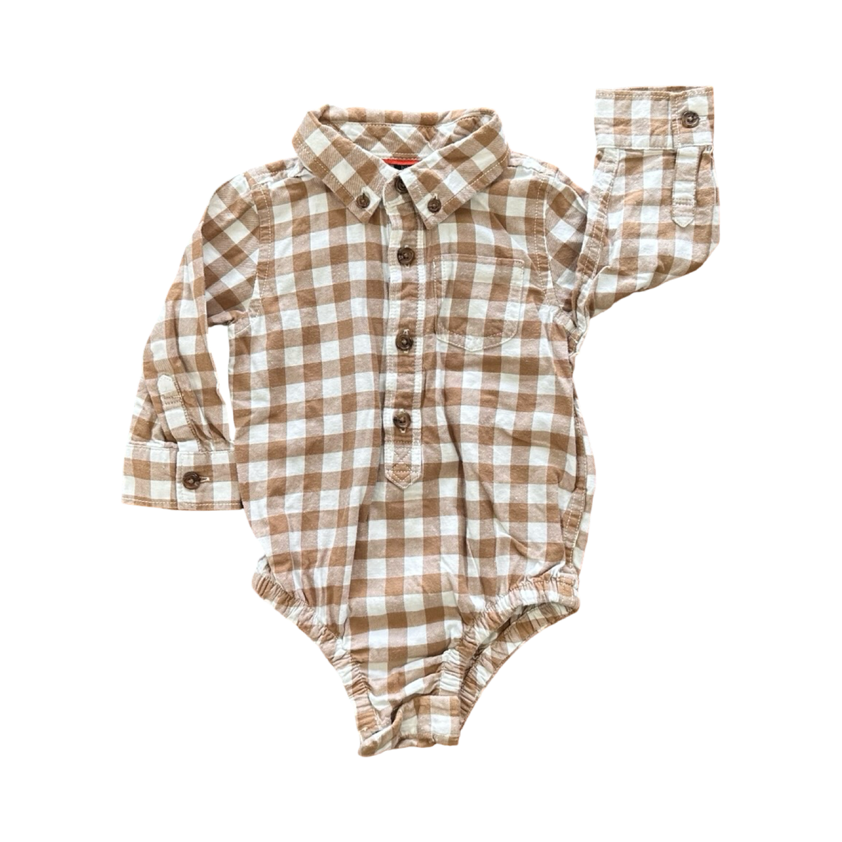 6-12M White & Beige Check Collar & Button Bodysuit - Baby Gap