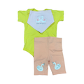6-12M Girl's 3pc Yellow Bodysuit & Peach Swan Leggings with Bib - Tiny Tots
