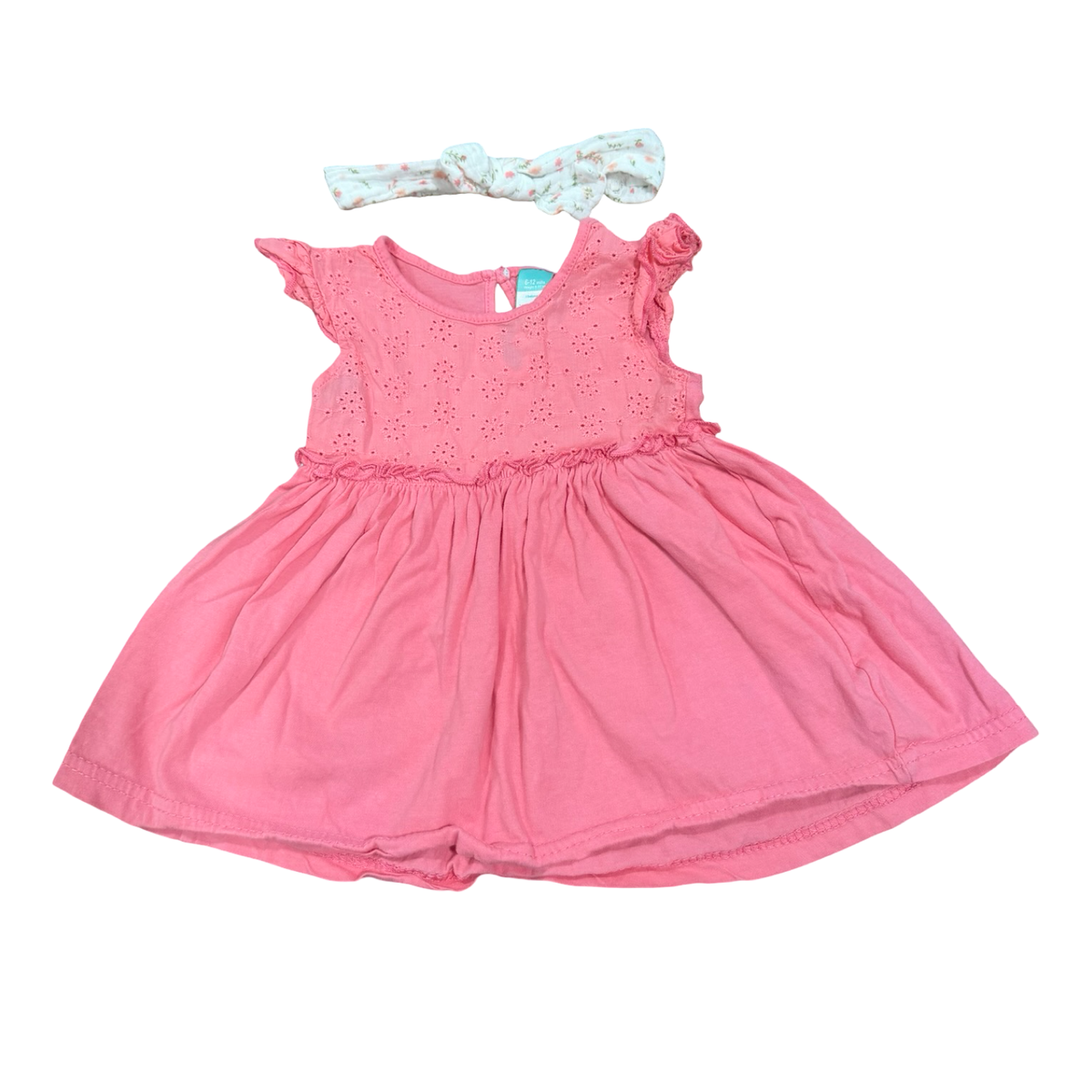6-12M Pink Cotton Summer Dress & Headband - Ackermans