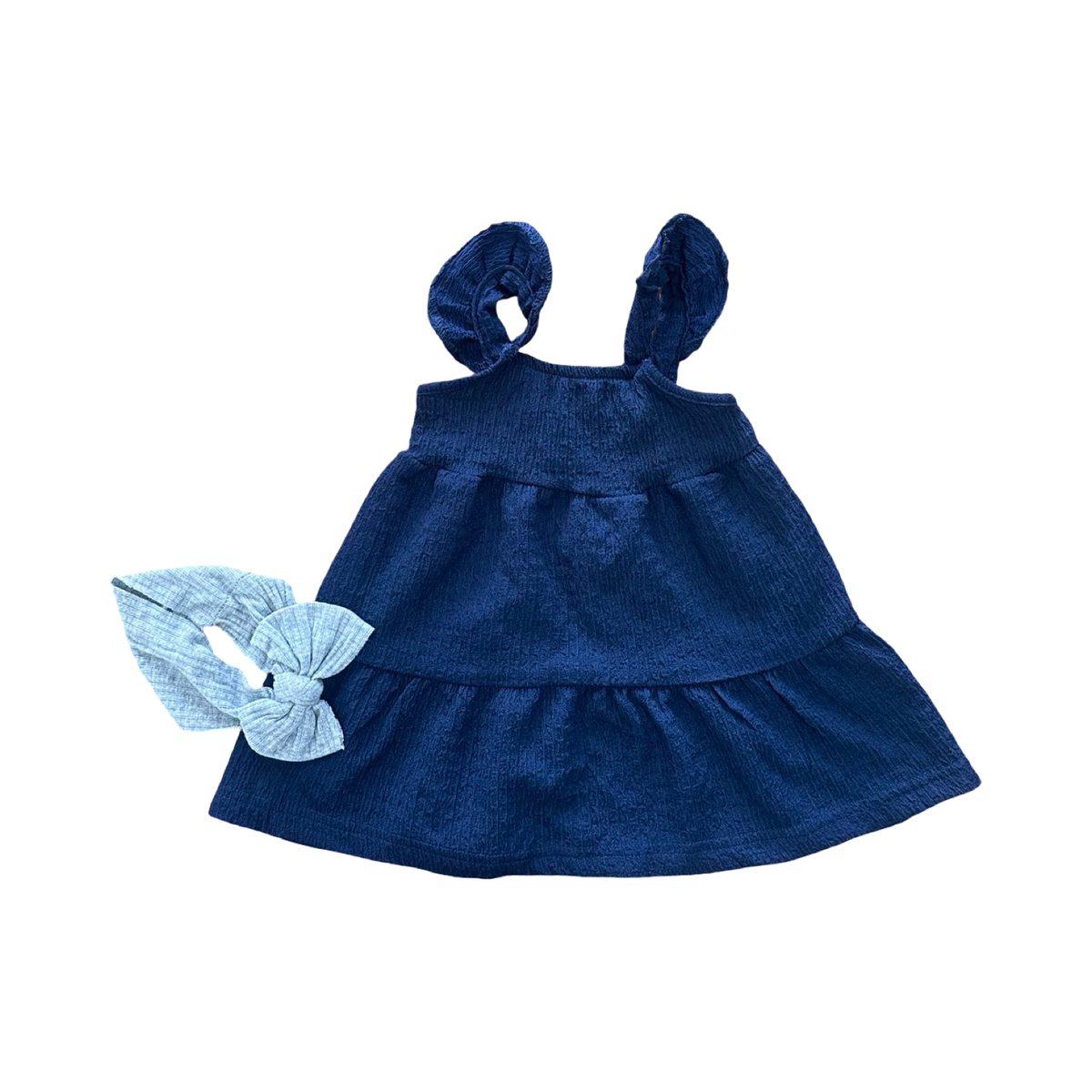 6-12M Navy Summer Dress with Grey Headband - Ackermans