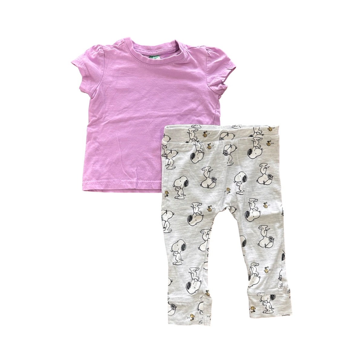 6-12m 2pc Purple Top with Grey Snoopy Pants - Peanuts | Ackermans