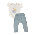 6-12M 2pc Green & White Animal Set - Little hero / Tiny tots