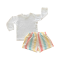 0-3M 2pc Girls striped Shorts & White Shirt Pyjama Set - Kelmik | Tiny tots