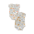 0-3M 2pc White Animal Bodysuits - nu baby