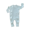 0-3M Green Ribbed Side Zipper Babygrow - Tiny Tots