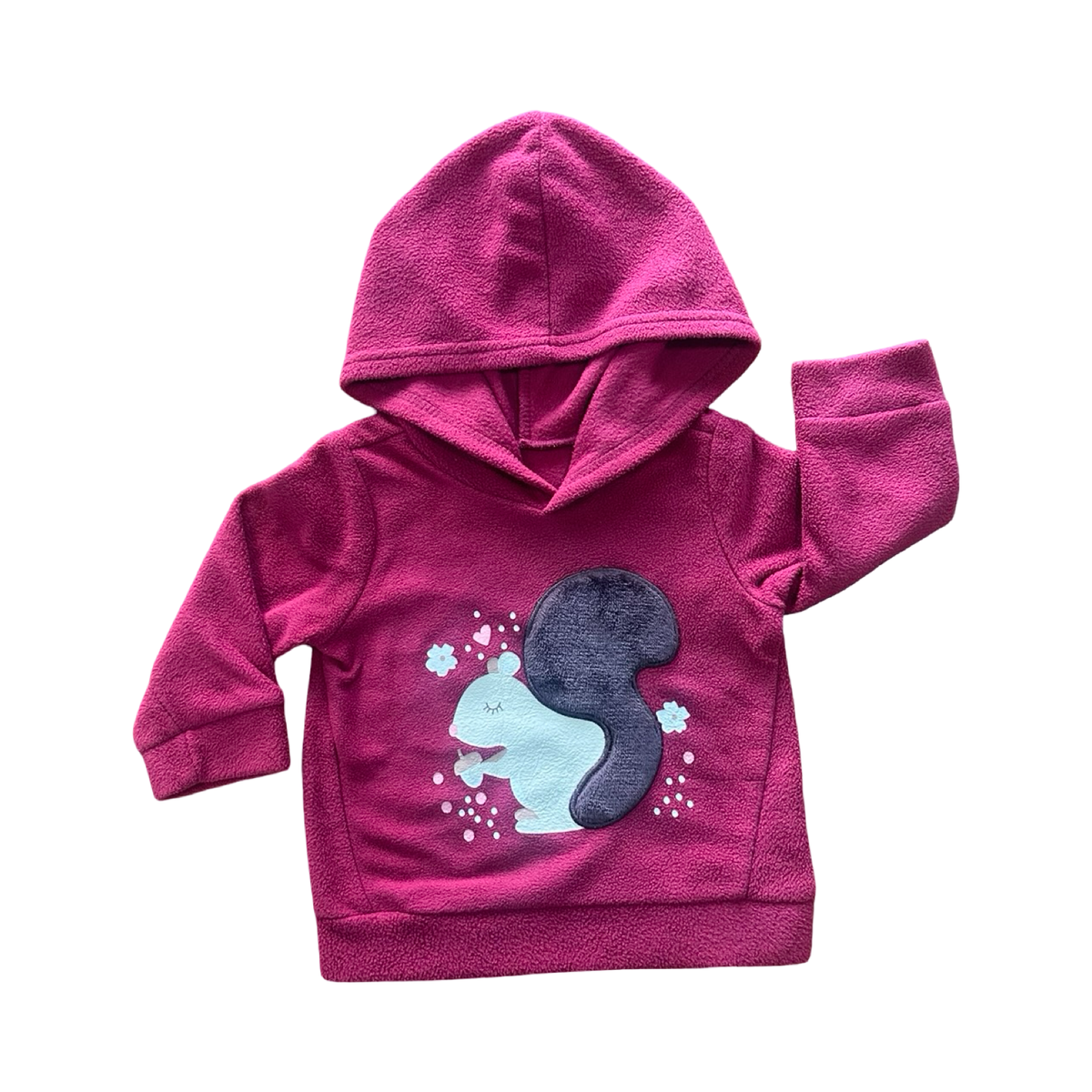 3-6M Maroon Squirrel Fleece Hoodie - Little Hero