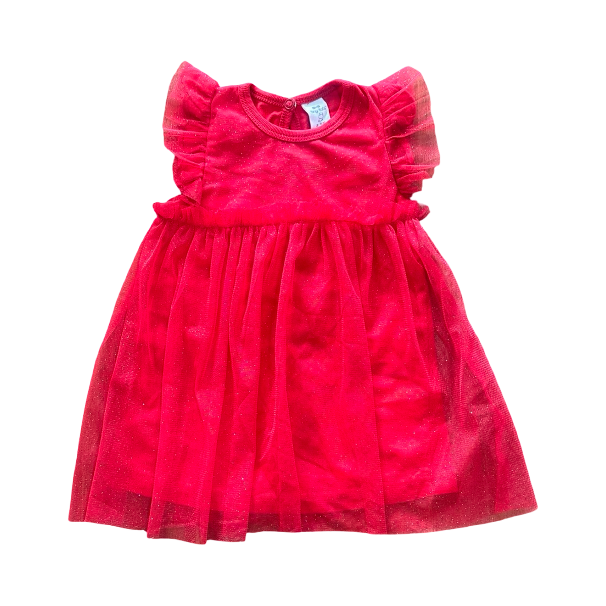 3-6M Red Tulle & Glitter Girl's Dress - Tiny Tots