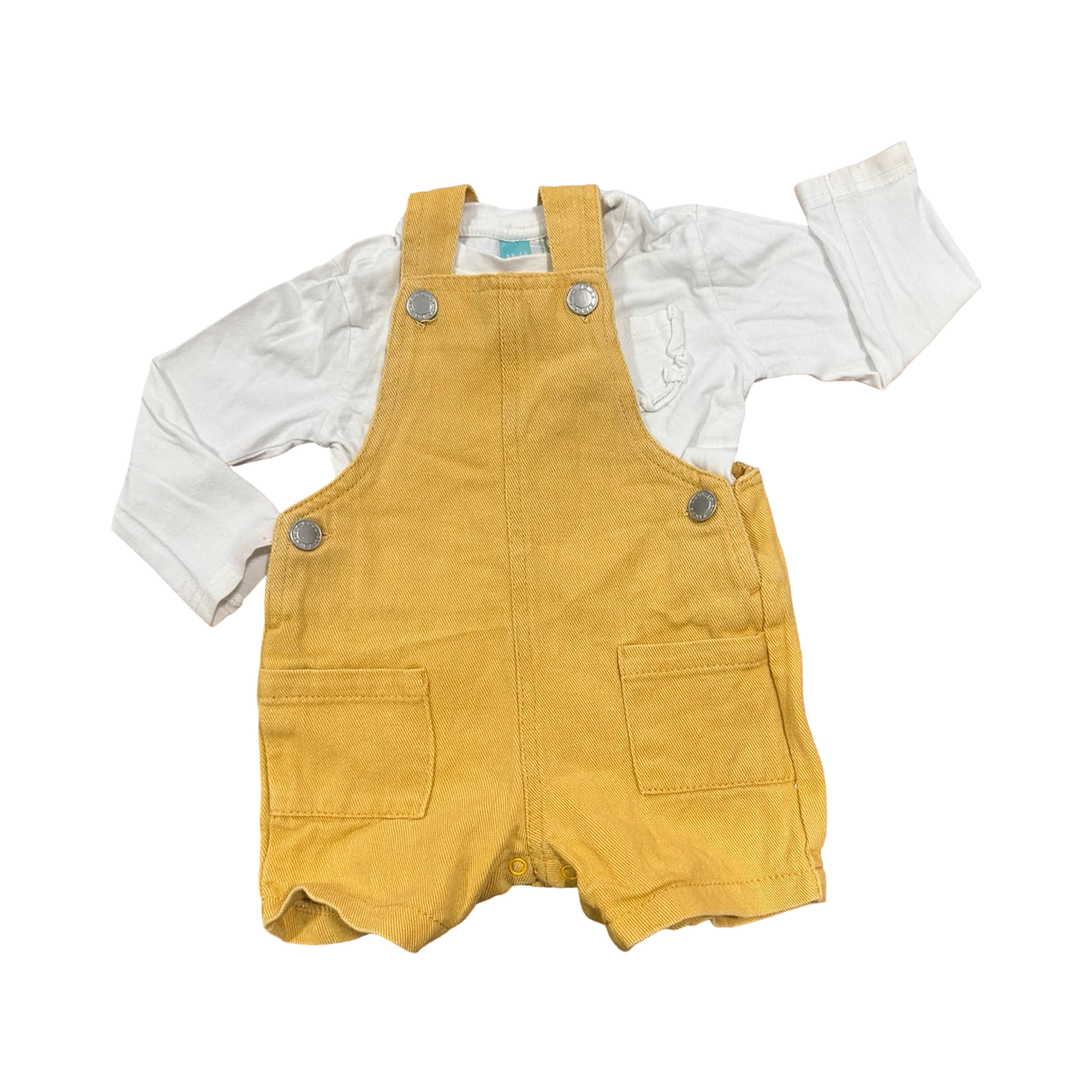 12-18M 2pc Yellow Dungaree with White Top - Ackermans