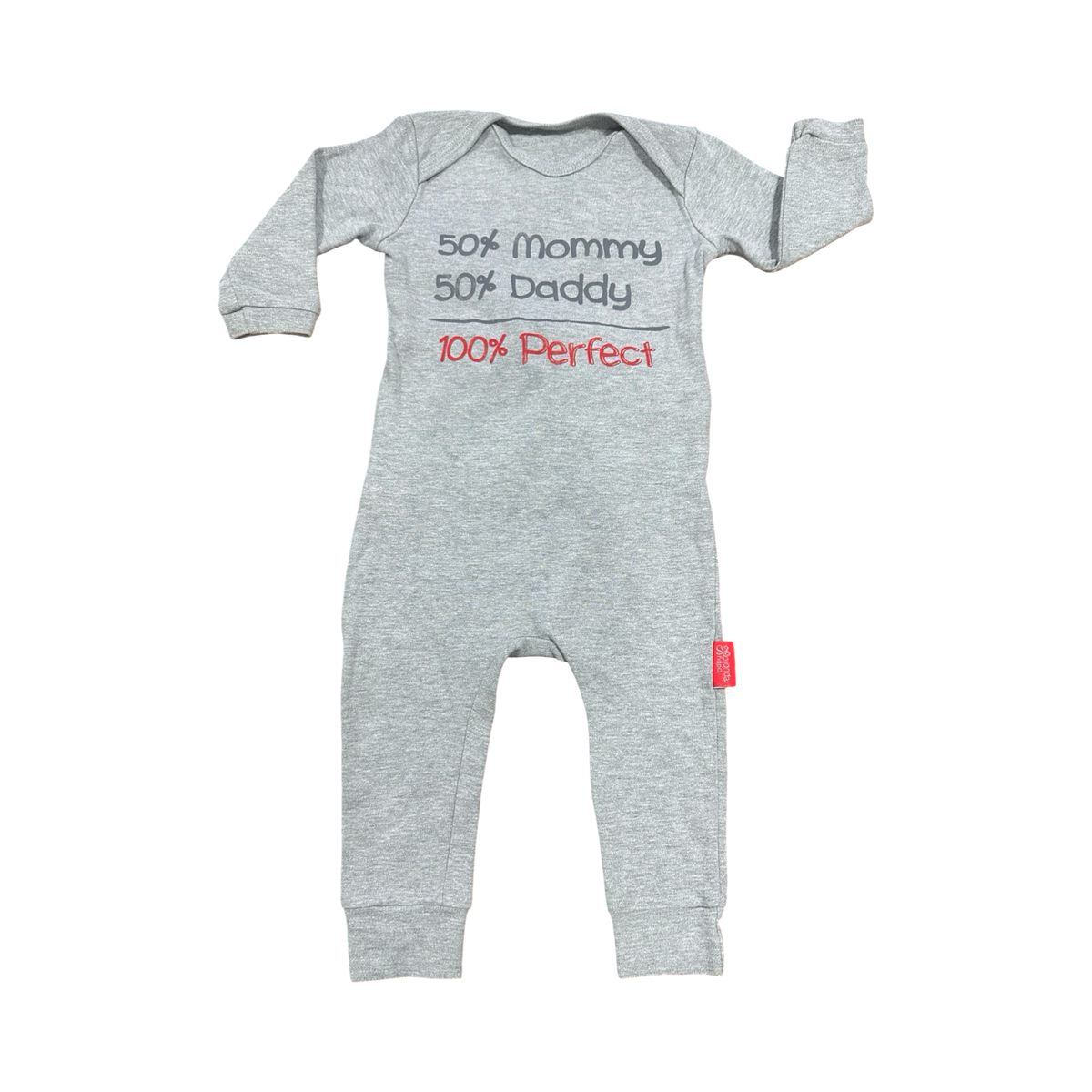12-18M Grey 100% Perfect Long Babygrow - Baby republic