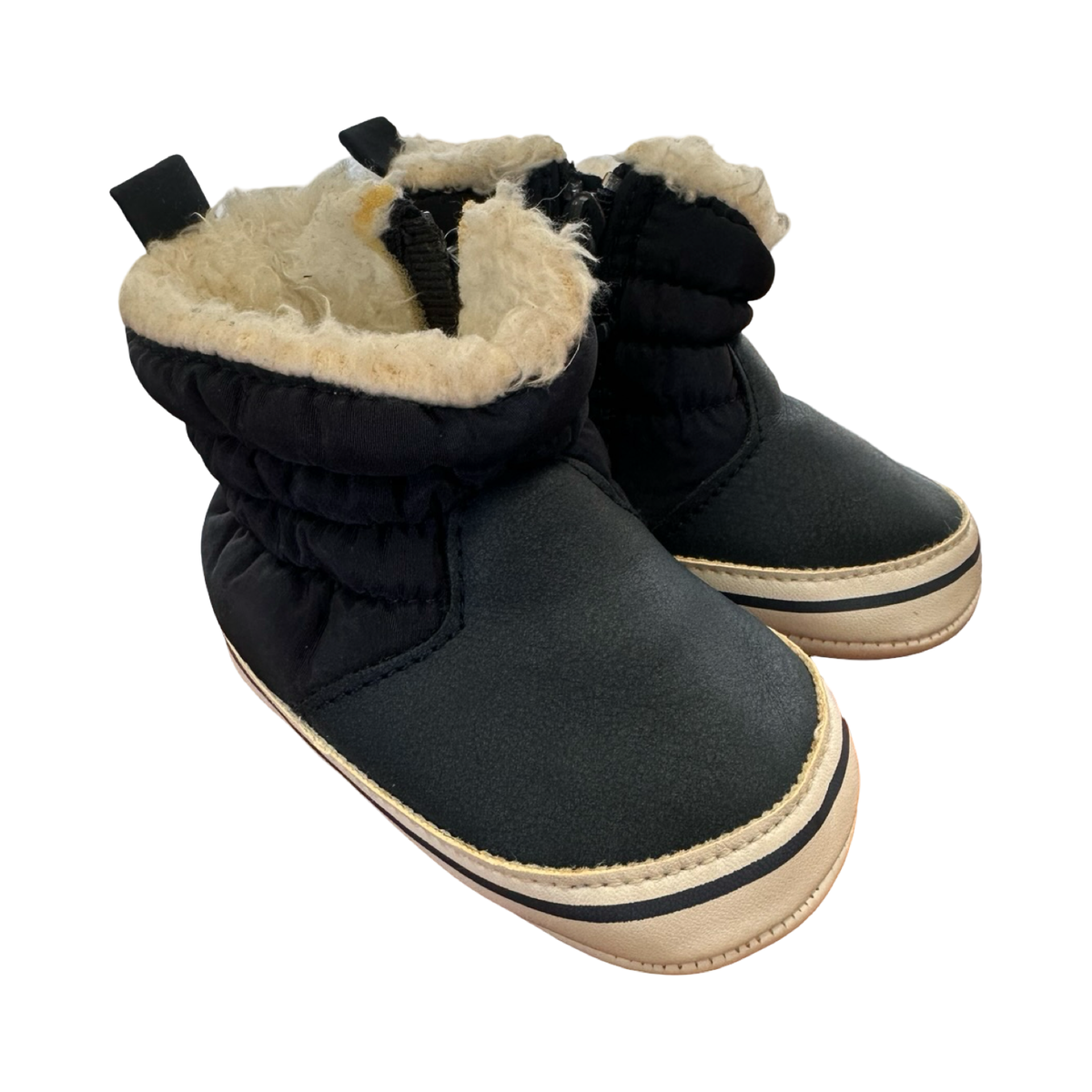Size 1 Navy Blue Puffer Fleece Lined Boots - Woolworths