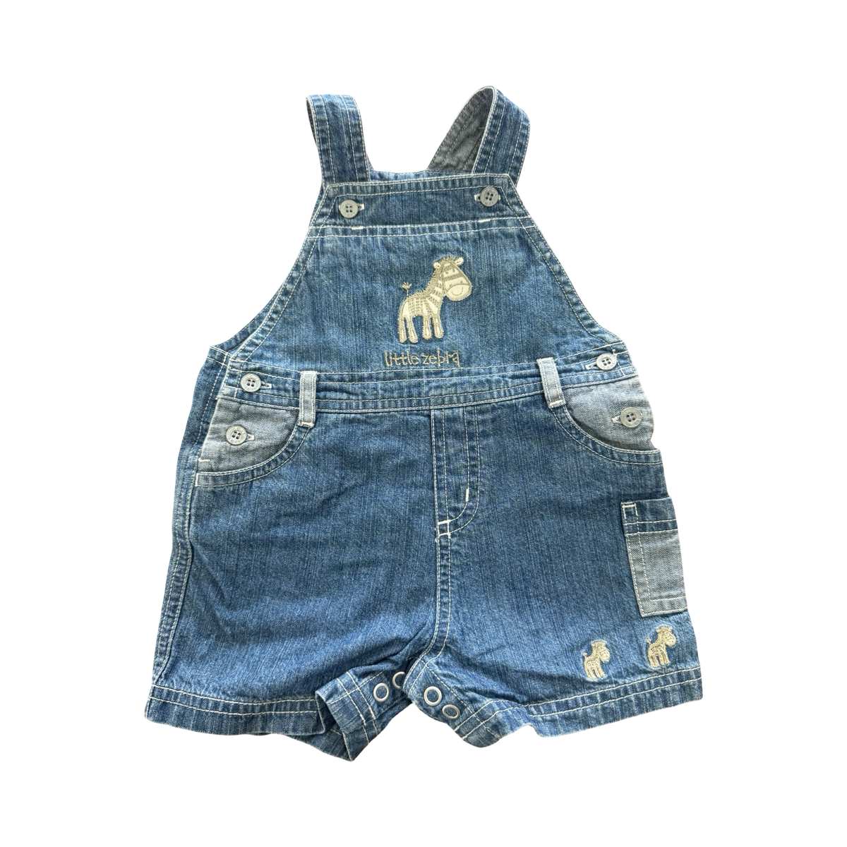 0-3M Little Zebra Denim Dungaree - Next