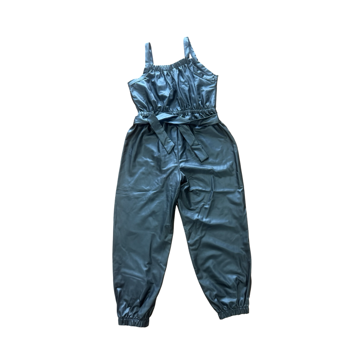 4-5Y Black vinyl style bodysuit - Soda Bloc