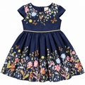 3-4Y Navy floral cotton semi-formal dress - Kds