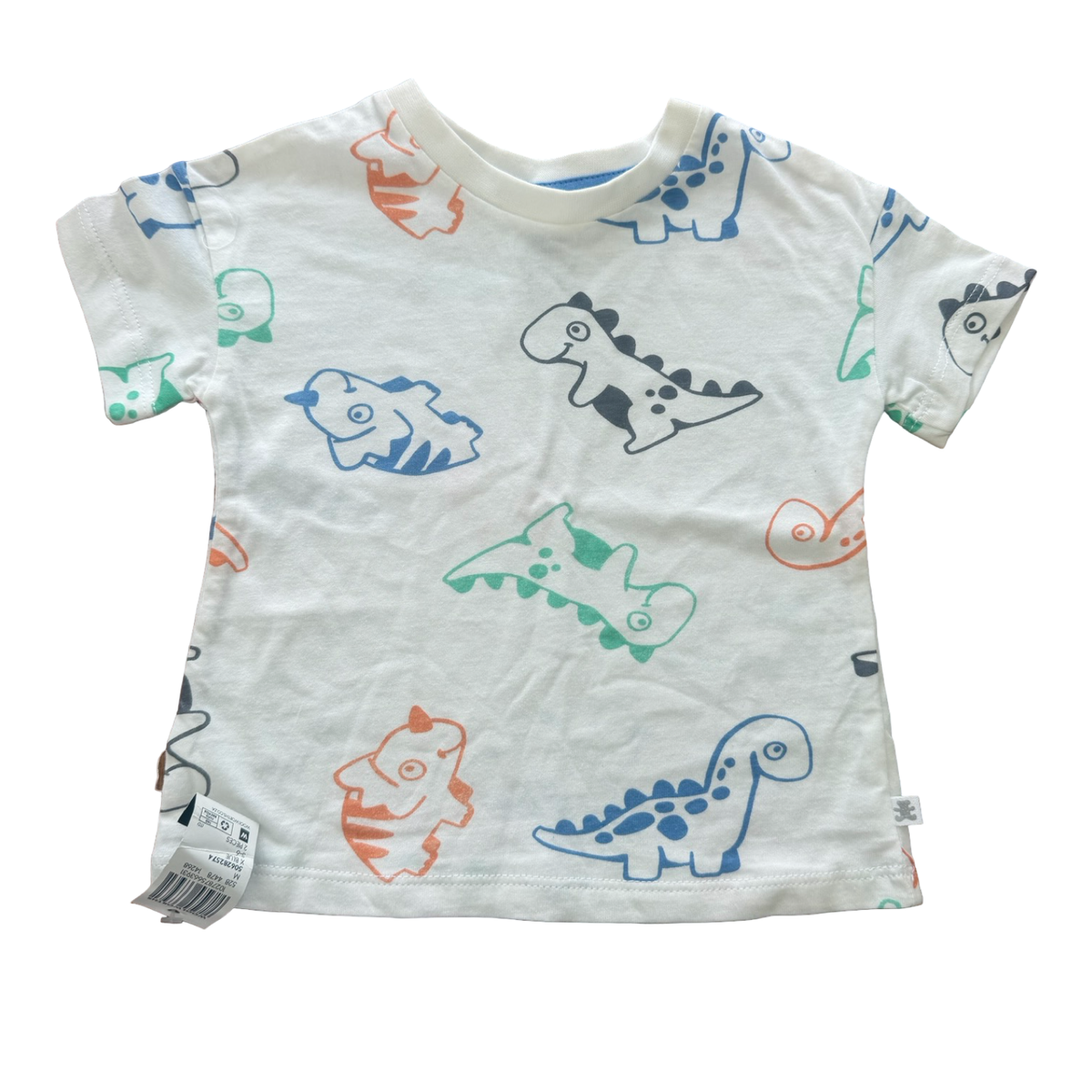 *NEW* 3-6M White dinosaur t-shirt - Woolworths