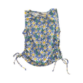 11-12Y Blue Daisy Ribbed Sleeveless Top - Cool Genes