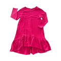6Y Dark Pink Textured Cotton Long Sleeve Dress - Cotton On