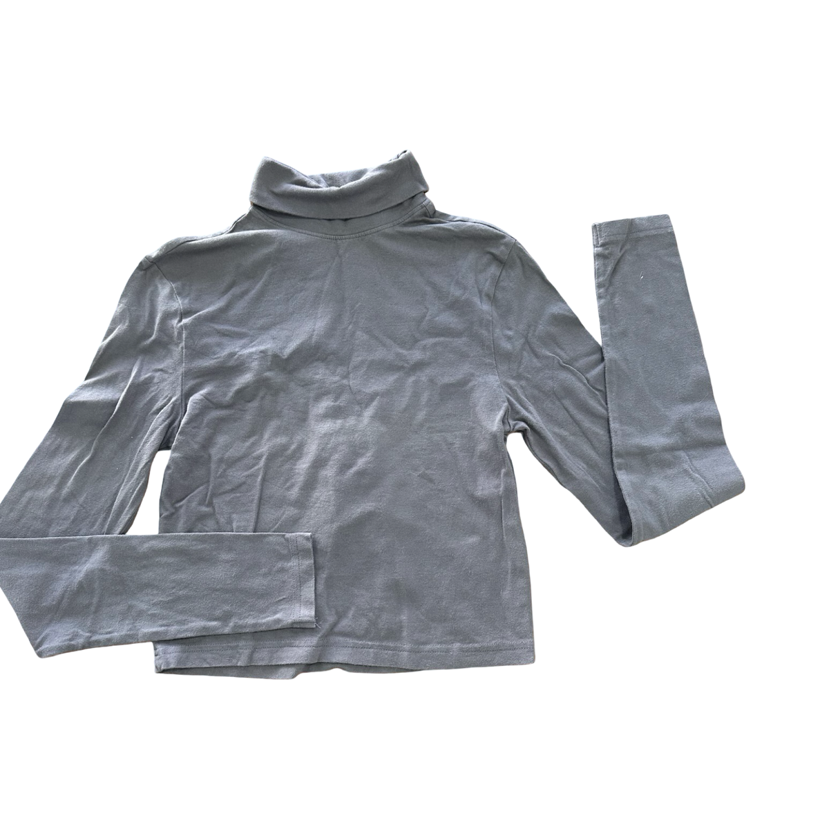 13-14Y Grey Cotton Polo Neck Crop Top - H & M