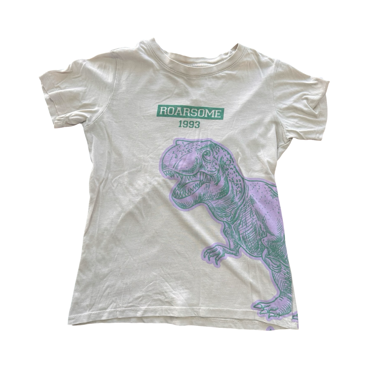 7Y Beige Roarsome Dinosaur T-Shirt - Cotton On