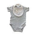 12-18M 2pc Grey & White Polkadot Bodysuit with Bib - Mr Price